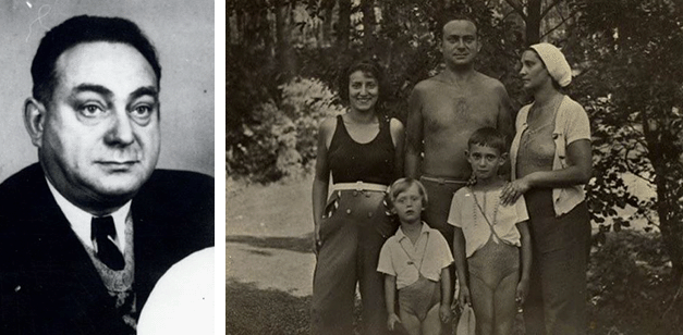 [left] Portrait of David Cender. [right] Members of the Cender Family in Łódź during 1936, [Back Row] Ester Cender Boniuk, David Cender (center), Sarah Cender Rosenzweig. [Front Row] Jonathan Rosenzweig and Marc Rosenzweig. Images: Courtesy of the Cender Family & the Mondex Corporation, Toronto.